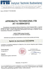 Aprobata techniczna Dachspin ITB