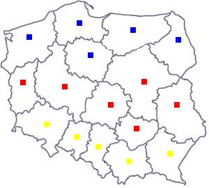 Podział na region: północny, centralny i południowy
